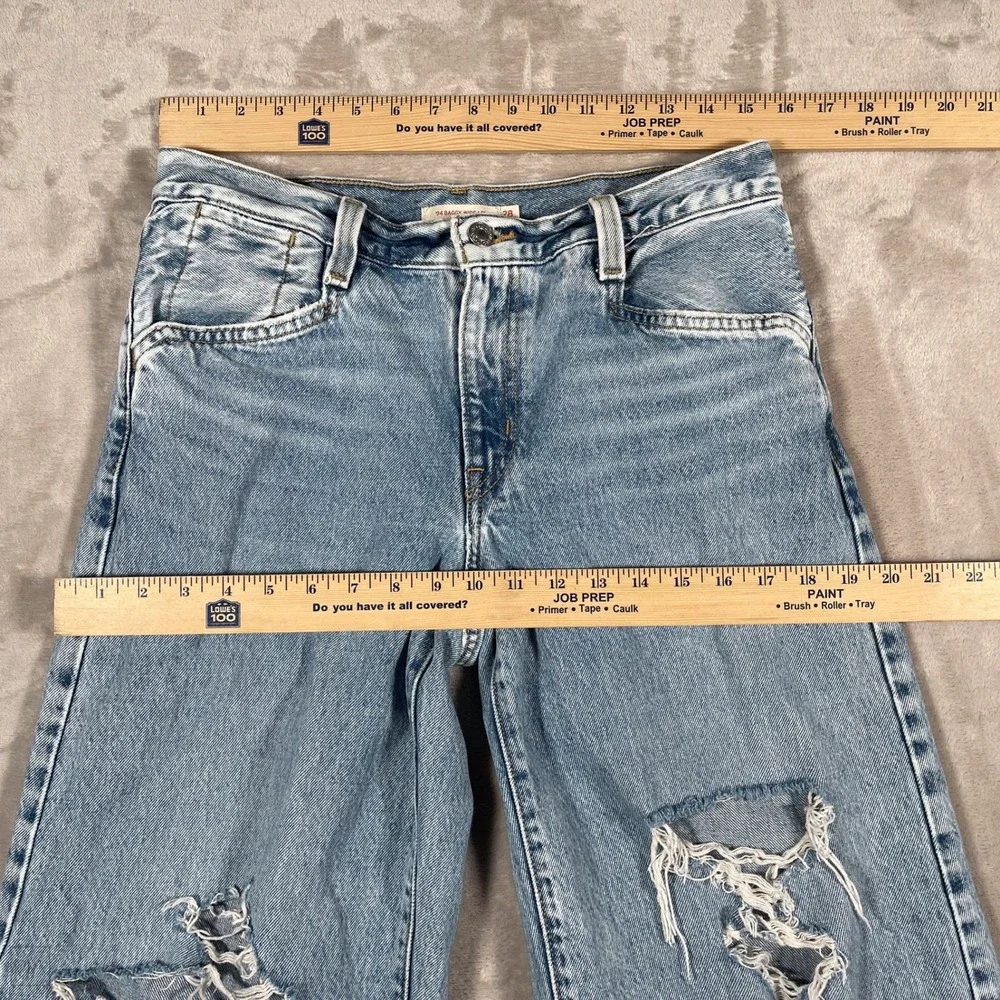 Levi's Women's Jeans '94 Baggy Wide Leg Distressed Denim Light Wash 28 Blue - Picture 4 of 8